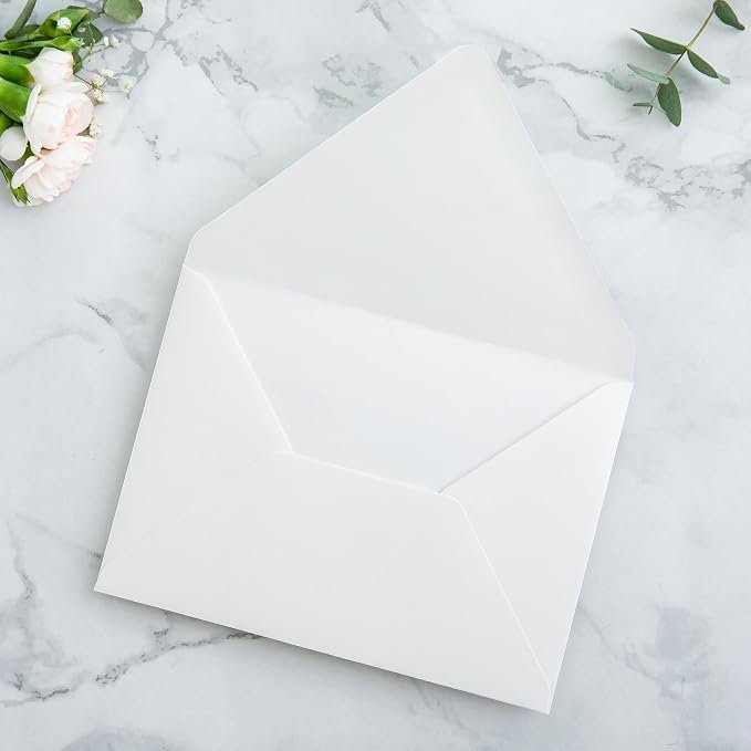 PONATIA 50PCS A7 Euro Flap Envelopes, 5.25 x 7.25'' Liner Envelope For 5x7'' Weddings Invitation Cards, Christmas Gift Cards, Acrylic Invitations, Photos (Ivory (No Liner))