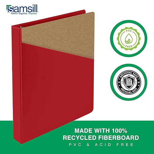 Samsill 2 Inch 3 Ring Binders, Economy Round Ring, Clear View Cover, 425 Sheet Capacity - for School, Home, Office - Red, 4 Pack
