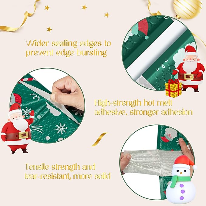 Fuxury Bubble Mailers 8.5x12 Inch 10 Pack Christmas Padded Envelopes Usable Size 8.5x11" Thick Mailing Envelopes Bubble Opaque Padded Mailers Shipping Bags for Mailing Jewelry Makeup Small Business #2