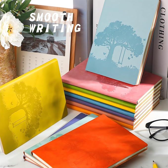 TaoBary 24 Pcs Employee Appreciation Gift A5 PU Leather Journals Bulk Colorful Tree Lined Journal Notebook Soft PU Leather Cover Ruled Writing Notebook for Office School Teacher Nurse (Multi Colors)