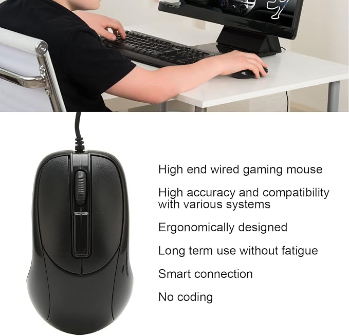 Sanpyl Round Port Optical Mouse, Wired 3 Buttons High Accuracy Ergonomic with Interface for Old PC Desktop Office, 140cm Wired Mouse