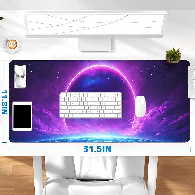 Gaming Desk Mat with Silky Smooth Surface & Exquisite Patterns,31.5x11.8 Inches Large-Sized Mouse Pad, Perfect for Extended Gaming,Work,and Home Office Decor (Starry Sky 1)