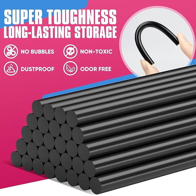 EZUVITA Mini Size Hot Glue Sticks, 0.27” Dia x 4” Long, 60-Pack Black Hot Melt Glue Gun Sticks for All-Temp Mini Glue Guns, Multipurpose for DIY Art Craft General Repairs, Festival Decorations