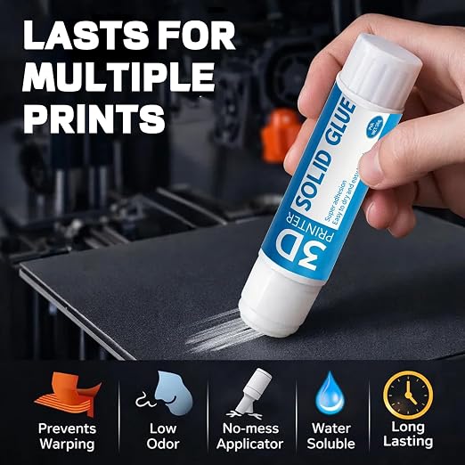 3D Printer Glue Stick 3D Printer Bed Adhesive Solid Glue Sticks 6Pcs | For 3D Printing Hot Bed Build Plate PLA/ABS/PETG/PC/PA/TPU Filaments, Glass, Easy Release & Washable (1.27oz/36g x 6)