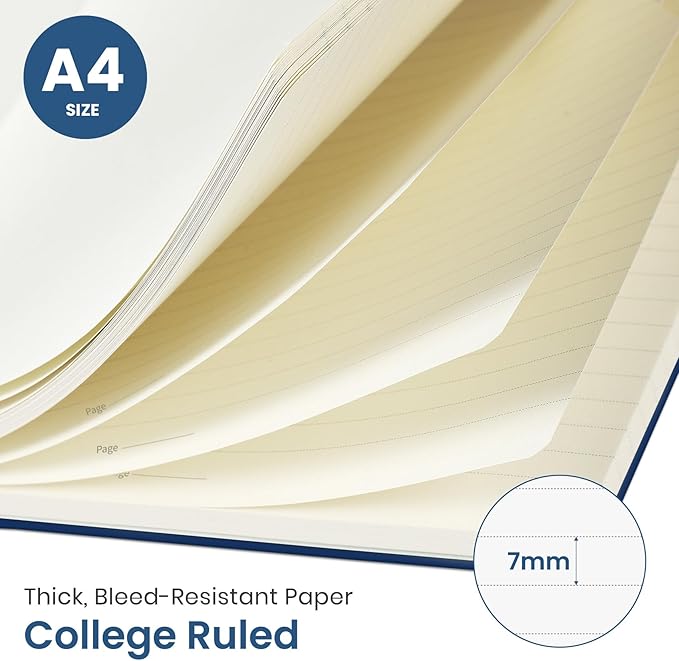 Taja Large Spiral Lined Journal for Women, 8.5" x 11" Notebooks for Work Collge Ruled, A4 Aesthetic Cute Journaling Notebooks for Writing, Plastic Cover, Starlit Peaks