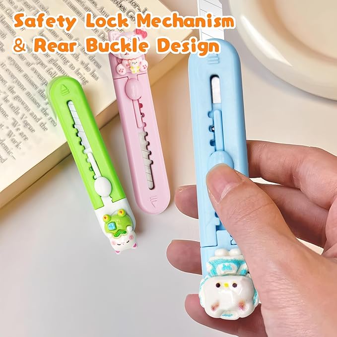 6 Pack Box Cutter Retractable, Sharp Utility Knife Retractable, Cute Box Cutters for Office, Home, Arts Crafts, Cartons, Cardboard Multi-Colors