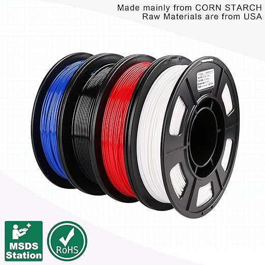 AMOLEN PETG Filament 1.75mm,PETG 3D Printer Filament Bundle,Black,White,Red,Blue Filament,3D Printing Filament Bundle,250g X 4 Spools 4 Colors Multi Color Bundle