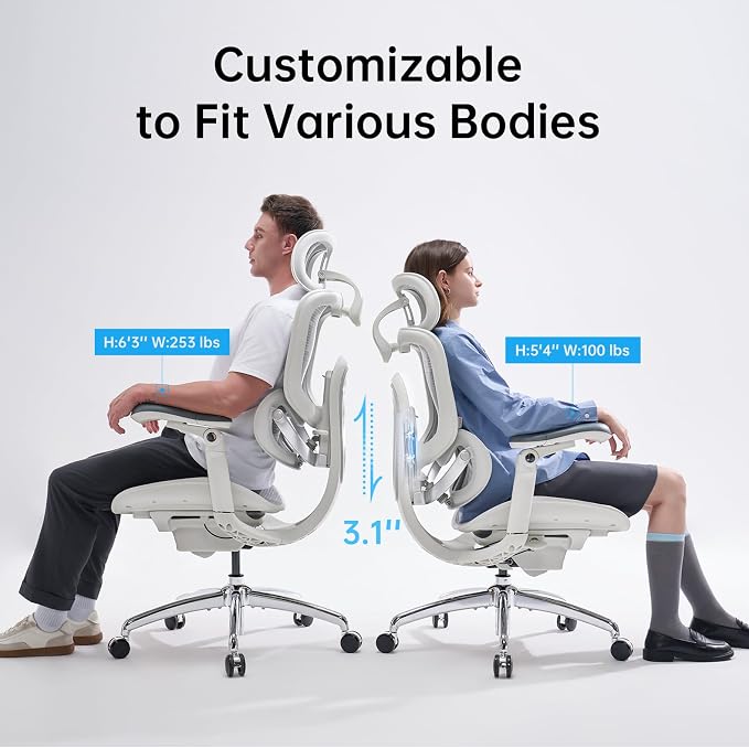 SIHOO Doro C300 Pro V2 Ergonomic Office Chair, Full-Body Adaptive Support | 8D Armrests & Breathable Mesh, Comfy High Back Computer Desk Chair for Long Hours, 135° Recline, Black