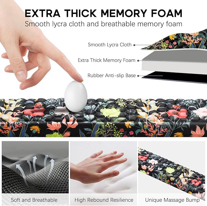 JIKIOU L-Shaped Desk Elbow Pad for Desk 2 Pack, Soft Memory Foam Elbow Support Padding with Non-Slip Base, Easy Typing Pain Relief Comfort for Office Work Gaming Black Flowers