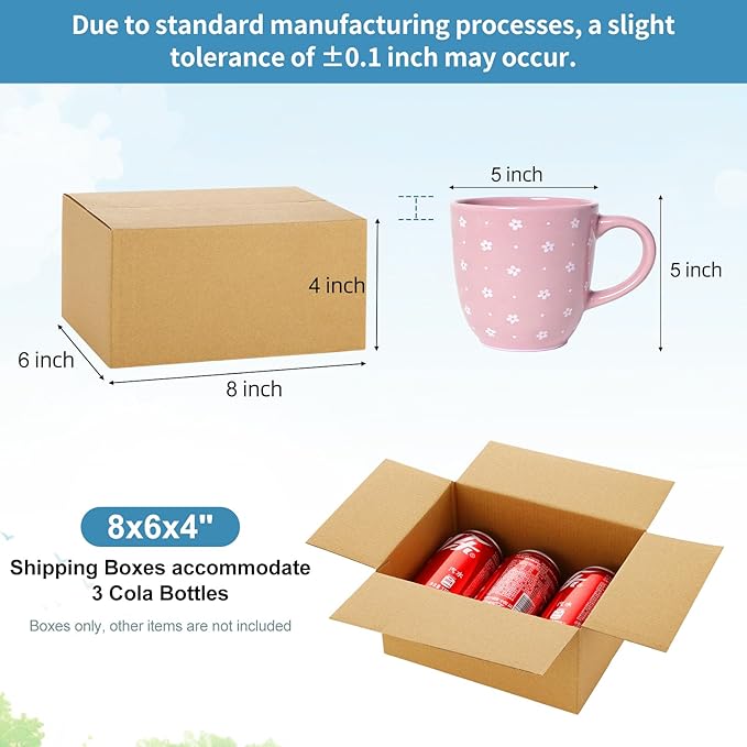 Famagic Small Shipping Boxes 8x6x4 Inch 10 Pack Brown Box Corrugated Cardboard Boxes for Packaging Small Business, Mailing Boxes for Shipping