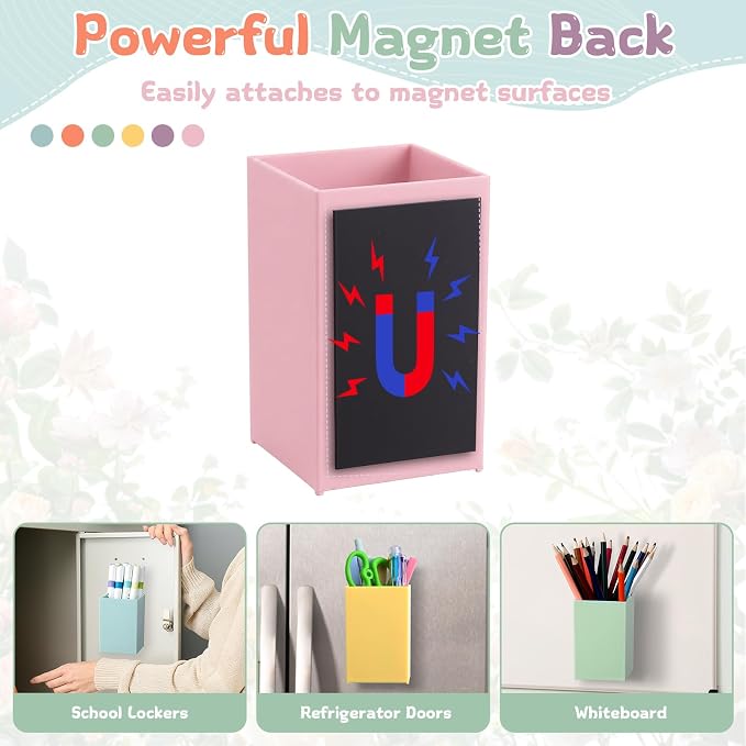 6 Pcs Classroom Magnetic Storage Boxes Magnetic Storage Containers Plastic Dry Erase Marker Holder Plastics Pen Holder for Refrigerator Whiteboard Home Office School Organizer Supply (Soft Colors)