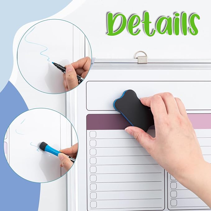 24" x 18" Magnetic to Do List Whiteboard, Weekly Planner, Soft | Large Weekly Dry Erase Board, Double-side Wall Whiteboard Calendar for Planning Drawing Memo, School Home Kitchen Office