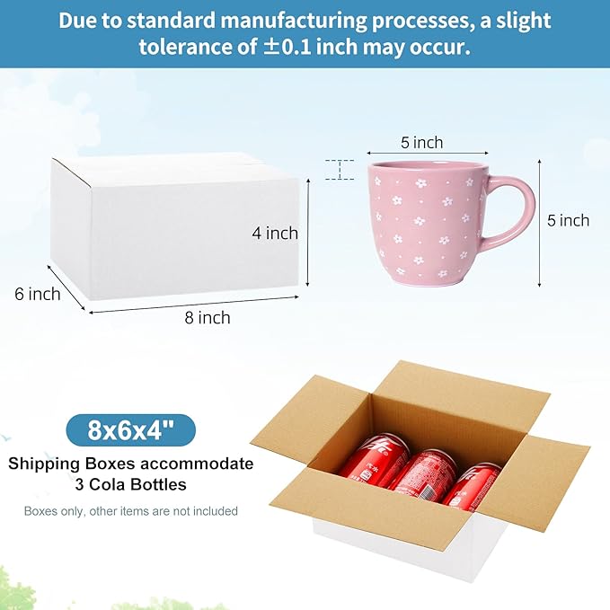 Famagic 10 Pack 8x6x4 Inch Small Shipping Boxes White Corrugated Cardboard Boxes Mailer for Small Business, Mailing Boxes for Packaging Bulk