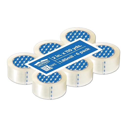 The Boxery 2" x 110 Yards Clear Packing Tape – 6 Roll Carton – Warehouse Grade Adhesive for Shipping, Moving & Packaging – Standard Strength 1.85 Mil Box Sealing Tape