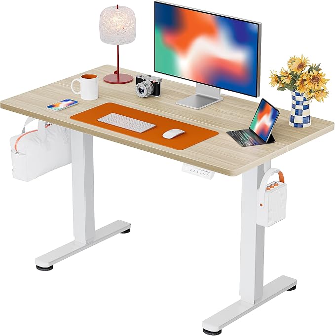 ErGear Height Adjustable Electric Standing Desk, 40 x 24 Inches Sit Stand up Desk, Memory Computer Home Office Desk, Natural