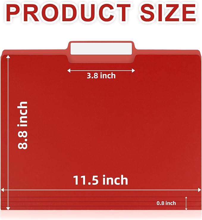 VZCPYTPM 100 Pack Red File Folder,1/3-Cut Tabs,Paper File Folders Letter Size,8.5x11 Manilla File Folders for Office Filing,School Projects and Home,Organizer Documents