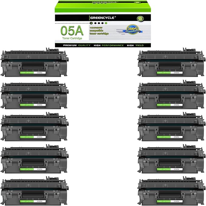 greencycle Compatible Toner Cartridge Replacement for HP 05A CE505A Work with LaserJet P2035 P2035N P2055DN P2030 P2050 P2055D P2055X 2055D Printer (Black, 10-Pack)