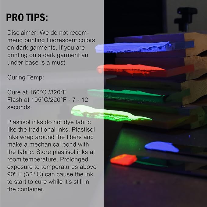 Rapid Cure® Screen Printing Ink Fluorescent Pink (8oz.) - Plastisol Ink for Screen Printing, Fast Curing Fabric Paint - Screen Print Direct®, USA Made