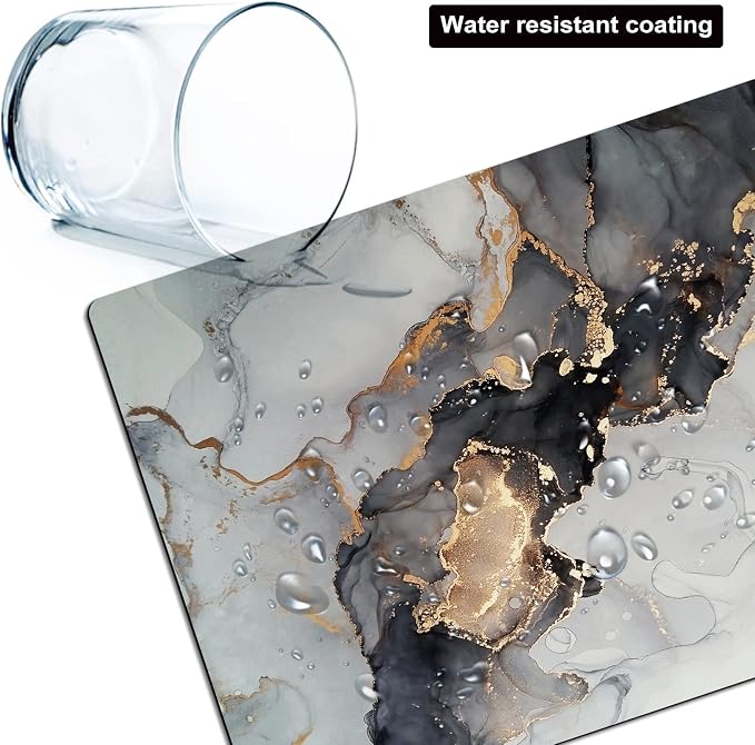 Small Mouse Pad Cute, Mini Mouse Pads for Wireless Mouse and Laptop, Travel Mousepads with Designs - Aesthetic Black and Gold Marble, Portable Mousepad 5.5 x 7 in, Desk Decor for Women