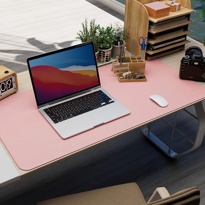 K KNODEL Large Desk Protector Mat and Pad for Office (Pink, 15.7" x 31.5") | Waterproof Desk Mat, Desk Pads and Blotters, Desktop Mat, Desk Protector and Cover, Office Computer, Laptop and Keyboard Mat
