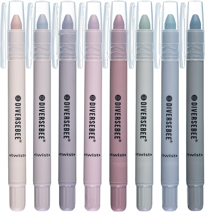 DIVERSEBEE Bible Highlighters and Pens No Bleed (Dusty) | 8 Pack Assorted Colors Gel Highlighters Set, Cute Bible Markers for Study Journaling School Supplies and Accessories