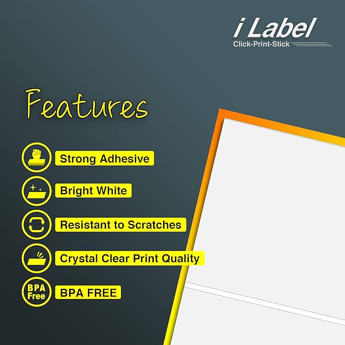 8.5" x 5.5" Half Sheet Self Adhesive Sticker Paper Shipping Labels for Laser & Inkjet Printers[100 Sheets,200 Labels]