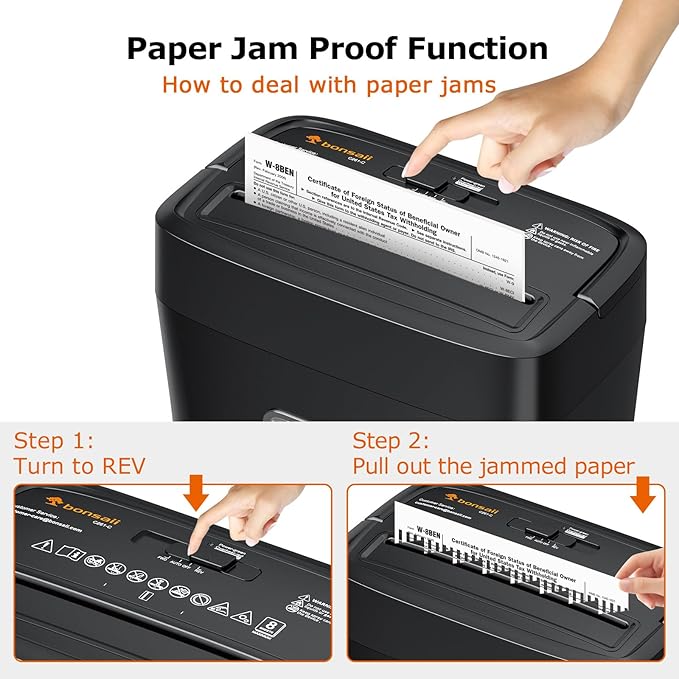 Bonsaii Paper Shredder, 8-Sheet Crosscut Shredder with 4.2 Gallon Bin Shred Credit Card/Mail/Staple/Clip for Home Office, P-4 Security Level (C261-C)
