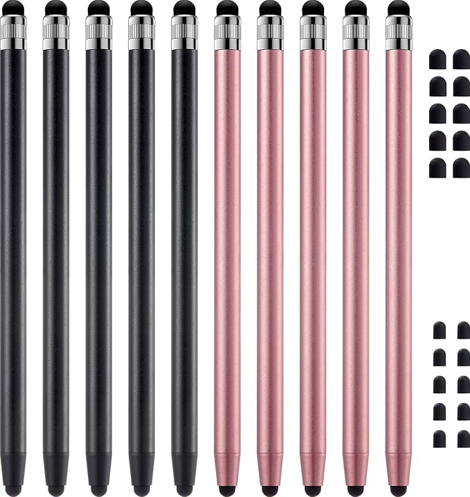 ChaoQ Stylus Pen for Touchscreen, 10pcs Stylus Pen for iPad iPhone Android | High Sensitivity and Precision, Suitable for iPad iPhone Android and All Touch Screens (Black/Rose Gold)