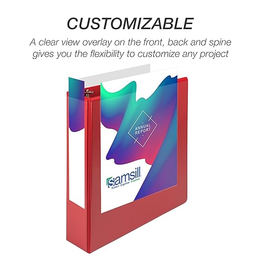 Samsill Durable 2 inch 3 Ring Binder, D Ring Binder, 100% Recycled Chipboard, Red, 12 Pack