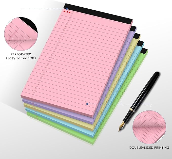 10pcs Small Note Pads, Color Notepads 5x8 College Ruled Notebook, Writing Pads 5 x 8, Legal Pads, Pad Paper Perforate Notebooks for Work, Message, School, Office Supplies,30 Sheets/Pack