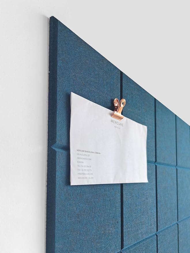 Cork Board 24 x36 Alternative - 6 Pack Felt Wall Tiles with Safe Removable Adhesive Tabs, Cork Boards for Walls for Home Office Pin Board Tack Board Cork Board - Prussian Blue