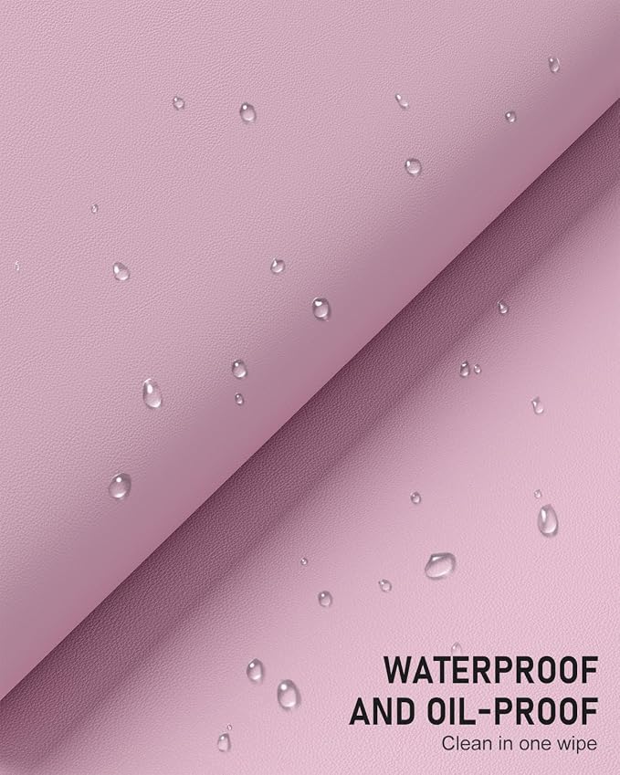 Desk Pad, 35.5" x 17" PU Leather Non-Slip Desk Mat Large Mouse Pad for Desktop, Waterproof Laptop Computer Writing Mat for Office, Home, Work, Gaming, Pink