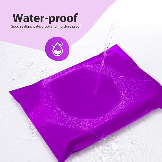 Fuxury12X15.5" 100Pcs Poly Mailers Bags for Small Business, Waterproof Plastic Shipping Bags for Clothing, Self Seal Tear-proof Heavy Duty Mailing Envelopes Bulk- Purple