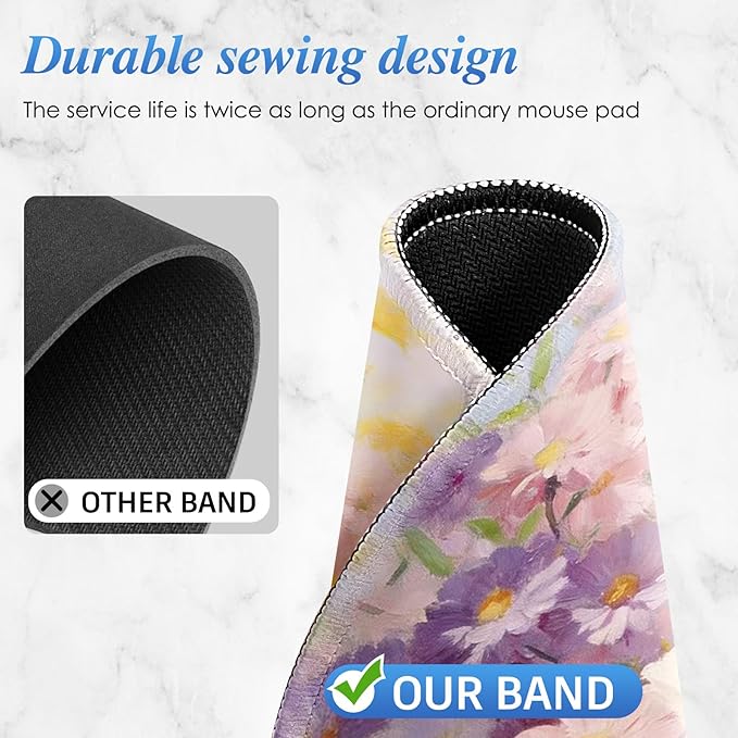 Round Mouse pad, high-end Texture, Sewn Edge Design, Anti-Slip Rubber Base. 8.6 x 8.6 inches (Pastel Flowers)
