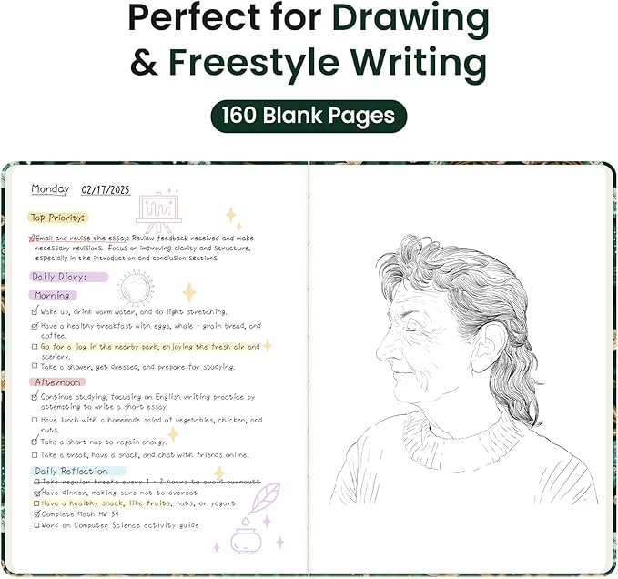 Taja Blank Journal Notebook for Women & Men, Hardcover Leather Journal for Writing, Sketch Book, A5 Plain Paper Notebook for Drawing & Sketching, Perfect for Office School Home Supplies, Butterfly