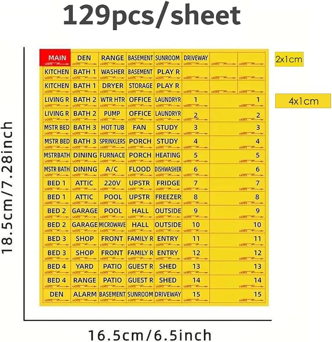 Circuit Breaker Labels, Breaker Box Electrical Panel Fuse Box Stickers, Easy Read and Install (YEL+YEL)