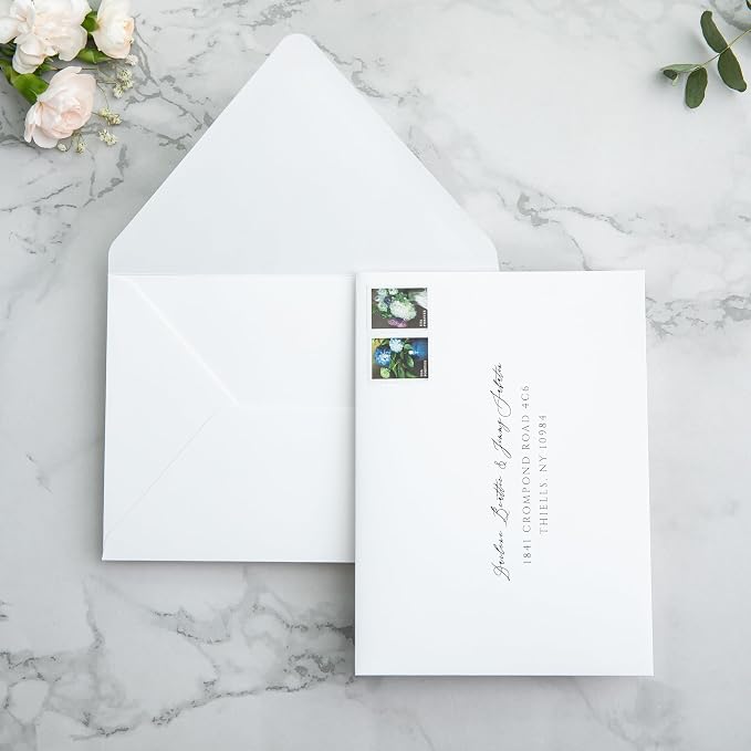 PONATIA 50PCS A7 Euro Flap Envelopes, Pefect 5 x 7 Cards White Envelopes for Weddings Invitation Cards, Christmas Gift Cards, Acrylic Invitations, Photos (No Liner)