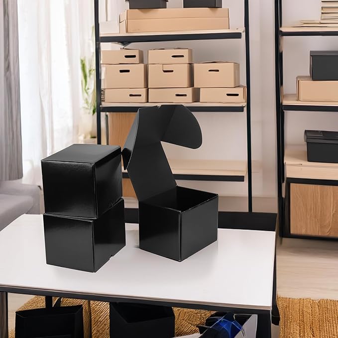 Rempry 8x6x6 Inches Black Small Shipping Boxes Pack of 25, Cardboard Corrugated Mailer Boxes for Packaging Small Business, Black Gift Boxes for Mailing Present