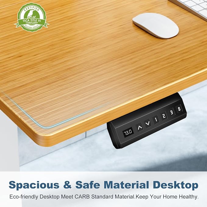 DUMOS 55 Inch Electric Standing Desk, Memory Adjustable Home Office Desk | Sit Stand Up Desk for Work Home Office,Adjustable Desk, Rising Computer Table with Splice Board,Cable Management,Hook,Oak