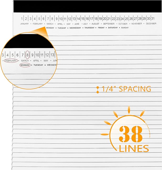 6 Pack Legal Pads 8.5" x 11" Note Pads with Date on Top, 50 Sheets Lined Paper Writing Pads, Narrow Ruled White Notepad Notebook for Office Business School College Supplies