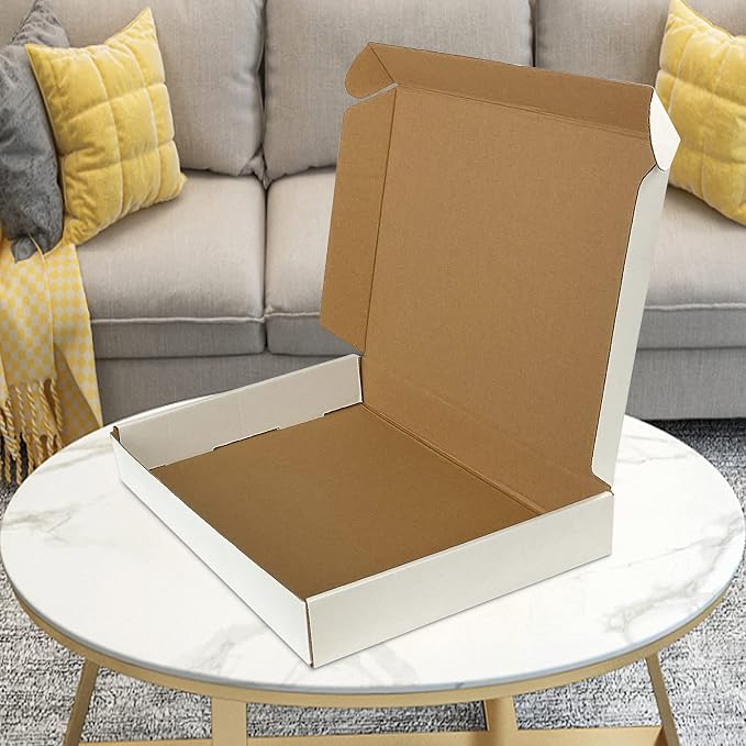 RLAVBL 13x10x2 Inches Shipping Boxes Set of 25, White Small Corrugated Cardboard Box, Mailer Boxes for Packing Small Business