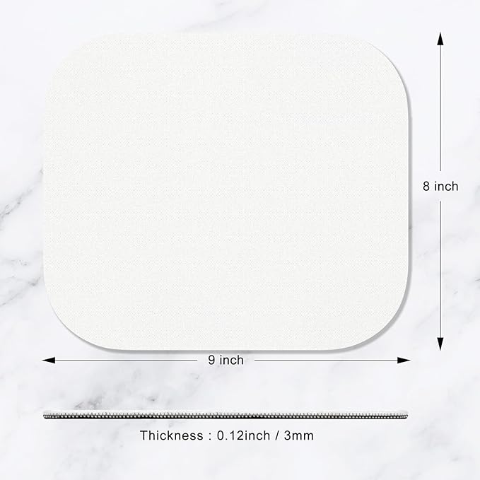 Hsurbtra Mouse Pad, Premium-Textured Small Square Mousepad 8 x 9 Inch White, Thick 3 mm Anti-Slip Waterproof Rubber Pretty Cute Computer Mat for Office Home Gaming Laptop Men Women Kids