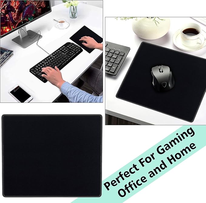 SaiTech IT 12 Pack 2mm Mouse Pad with Stitched Edges Non-Slip Rubber Base, Premium-Textured and Waterproof Mousepads Bulk, Mouse Pad for Computers, Laptop, Office & Home, 8.66 x 7.1 inch