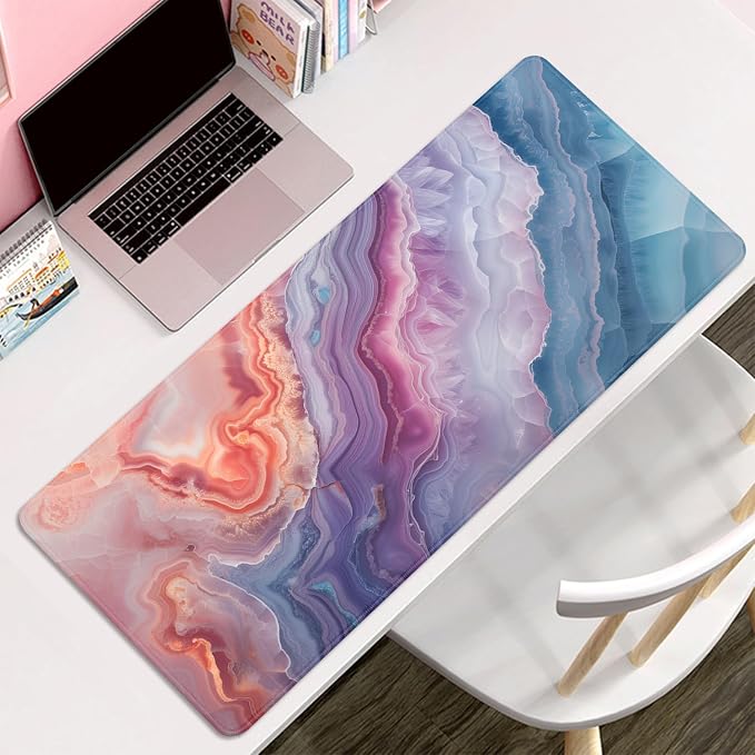 Aesthetics Mouse Pad Desk Mat Large Desk Pad Computer Pad Long Mousepad | Stitched Edges Rubber Non-slip Girls Office Study Gaming Computer Keyboard Laptop PC XL Extended