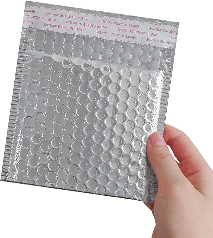 HOSL Bubble Mailer 5.2x5.2"(Inner) Shipping Envelopes 20 Pack Padded Envelopes for Mailing Shipping Packaging small Business Waterproof Package Bags Bulk (Silver)