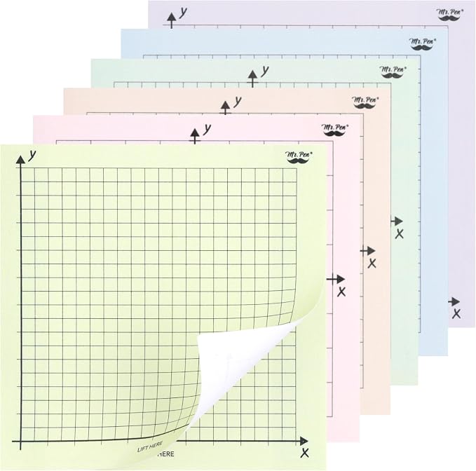 Mr. Pen- Graph Paper Sticky Notes, 6 Pads, 3x3 Inch, Pastel Colors | Graph Sticky Notes, Math Graph Paper, Graphing Sticky Notes, Grid Sticky Notes, Grid Notepad, Mini Graph Paper
