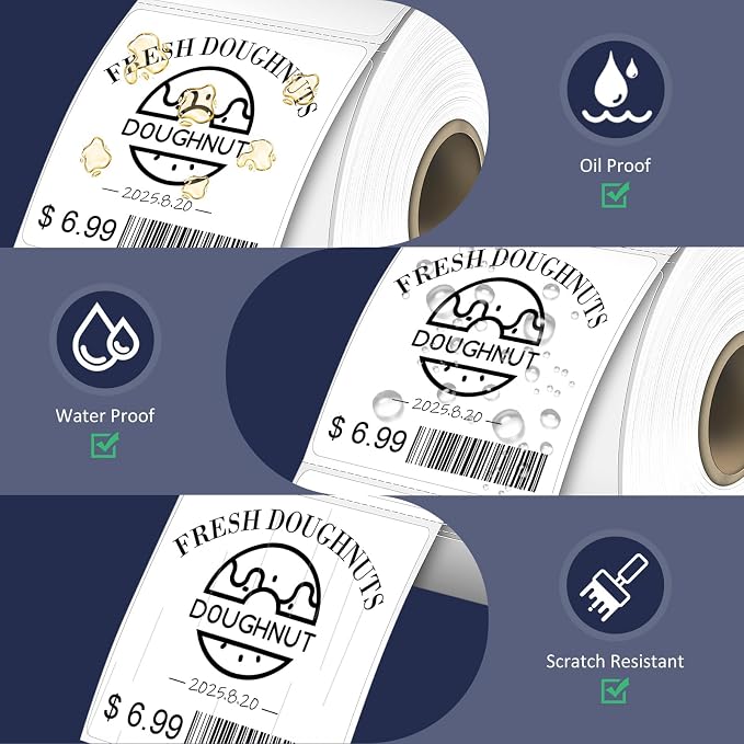 L LIKED 750 Direct Square Thermal Labels 2" x 2", QR Code&Barcode Stickers | BPA Free, Block Old Information, Permanent Adhesive, Perforated, Compatible with Rollo, Zebra and Other Desktop Printers