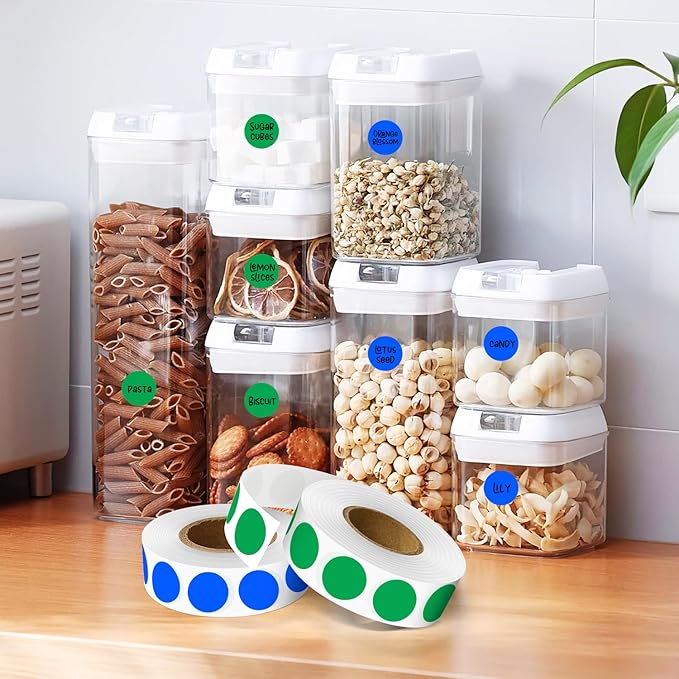 PARLAIM 1/2" Circle Dot Stickers 2 Rolls Pack 2000 Color Coded Labels for Home Commerce Business, Green + Blue