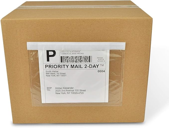 6" x 9" Clear Adhesive Top Loading Packing List Shipping Label Envelopes Pouches (100 Pack)