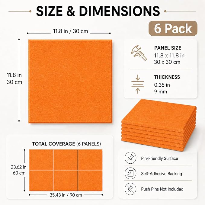 Felt Bulletin Board Tiles, Large Cork Board Alternative,24 x 36 in | 0.35 in modular felt wall tiles for notes, photos, schedules, reminders in offices, classrooms, home and office workspaces